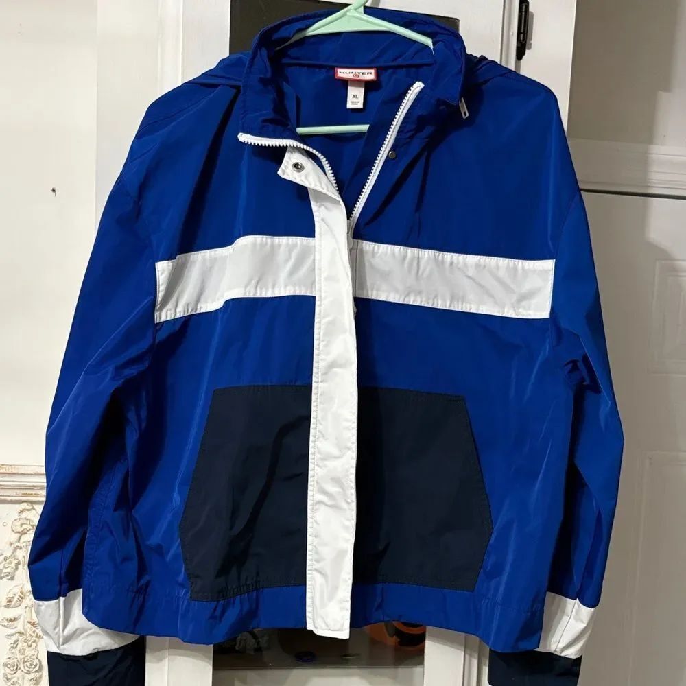 Hunter X Target Color-blocked Hooded Wind/Rain Cobalt Blue Jacket Womens XL